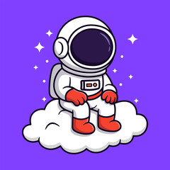 Illustration Astronaut Seat On The Cloud