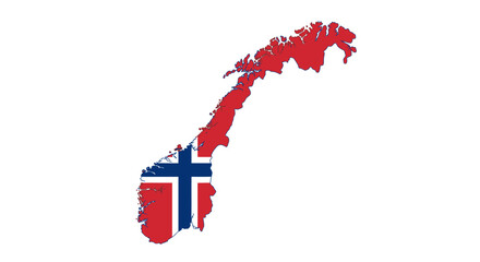 Map of Norway painted with its flag