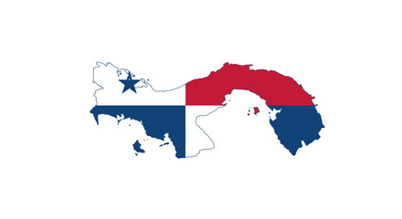Fototapeta premium The flag of Panama shaped like the countrys outline has blue and red sections with a blue star