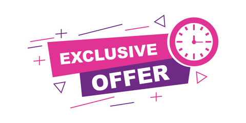 Bright pink and purple banner announcing an exclusive offer with a clock indicating limited time