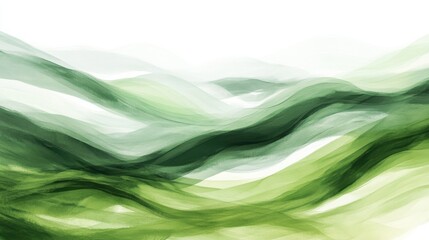 Abstract painting in green shades with wave patterns