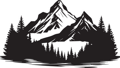 Scenic wilderness landscape showcasing mountains and tall conifer trees