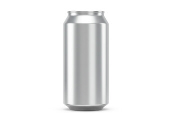 Sleek silver beverage can ready for branding, perfect for modern product mockups and advertising campaigns