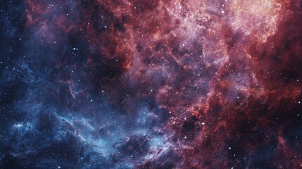 The vastness of space is home to a resplendent nebula, boasting bright blue and red colors that beautifully contrast with the surrounding star-filled environment