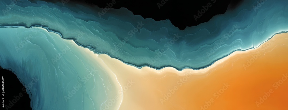 Aufkleber abstract blue and orange layered textures form a pattern that flows dynamically and resembles the ap