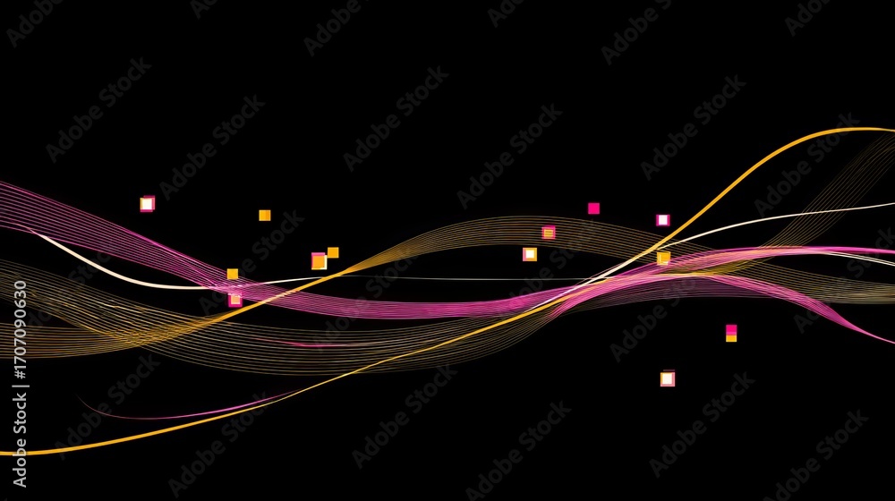 Poster a dynamic digital wave composed of glowing particles and flowing lines generates a futuristic and ab