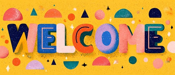 Reunion welcome message banner, colorful design with cheerful harmony