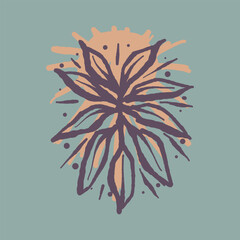 Raw Hand Drawn Floral Garden Badge Logo Emblem