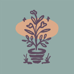 Raw Hand Drawn Floral Garden Badge Logo Emblem