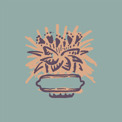 Raw Hand Drawn Floral Garden Badge Logo Emblem