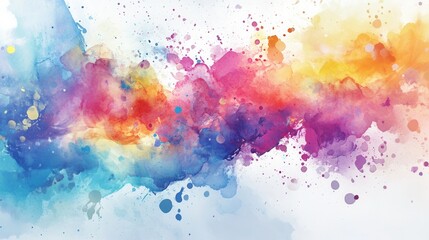 Vibrant abstract painting with paint splatters in studio