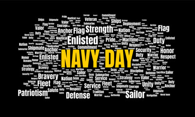 Word Cloud Art Celebrating National Navy Day with Maritime Themes