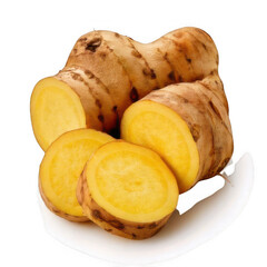  sliced topinambour root isolated on white or transparent