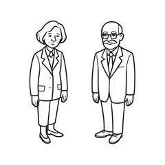 Old people black and white illustration vector image simple minimalist artwork design template
