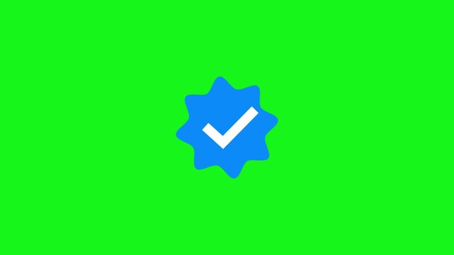 Blue tick icon pop-up animation, on green screen background, 4K Animation, HD