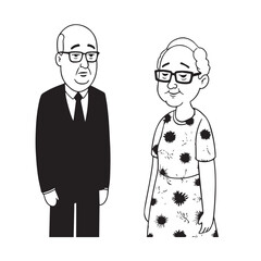 Old people black and white illustration vector image simple minimalist artwork design template
