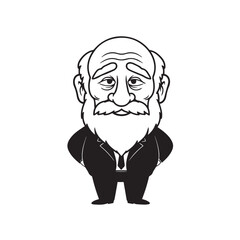 Old people black and white illustration vector image simple minimalist artwork design template
