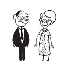 Old people black and white illustration vector image simple minimalist artwork design template
