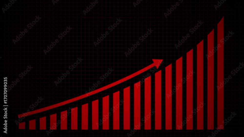 Poster animated business graph chart icon stock diagram showing financial growth and progress business grow