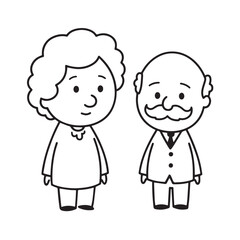 Old people black and white illustration vector image simple minimalist artwork design template
