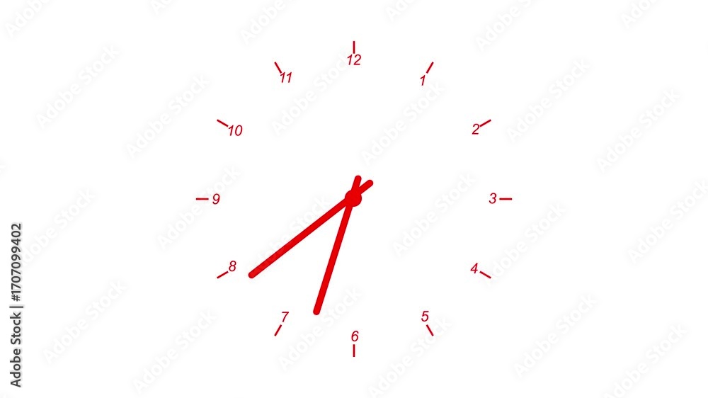 Poster clock 24 hours 7 days open seamless. text numbers white clock looping 3d animation time on clock is 