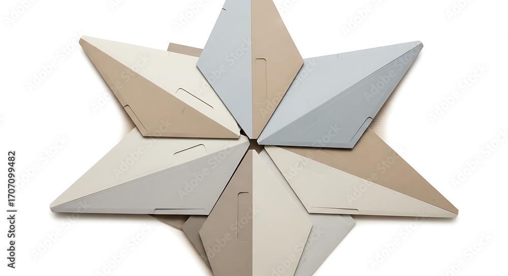 Poster geometric star composition with triangular paperboard element arrangement