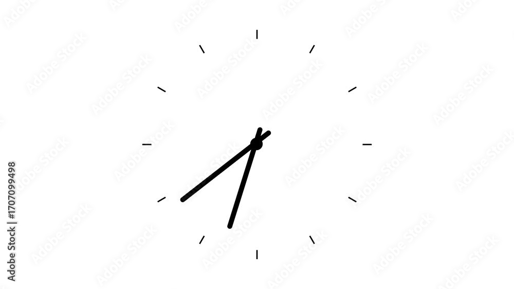 Poster simple clock black color animation. digital and analog clock icon on lime white background. round ci