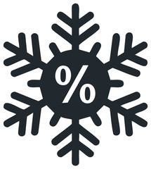 Obraz premium Snowflake with percentage symbol representing winter sale or discount