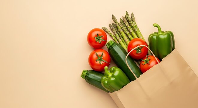 Fresh Vegetables in Paper Bag.