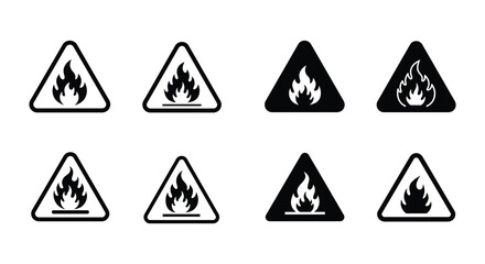 Obraz premium Flammable Hazard Warning Signs Collection