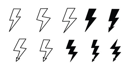 Collection of Black and White Lightning Bolt Icons