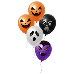 Fototapeta premium Spooky halloween balloons featuring pumpkins ghosts and monsters