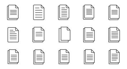 Set of Simple Black and White Document Icons