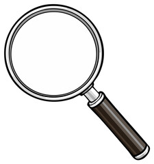 Vector illustration of a classic magnifying glass tool symbolizing search investigation and detailed examination