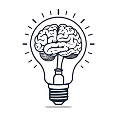 creative light bulb with brain