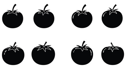Simple Black and White Illustration of Eight Tomatoes