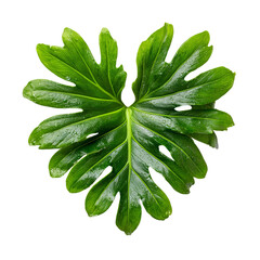 Heart-shaped tropical leaf, vibrant green