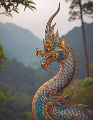 Ornate dragon sculpture in vibrant colors
