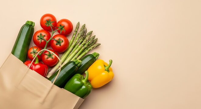 Fresh Vegetables in Paper Bag.