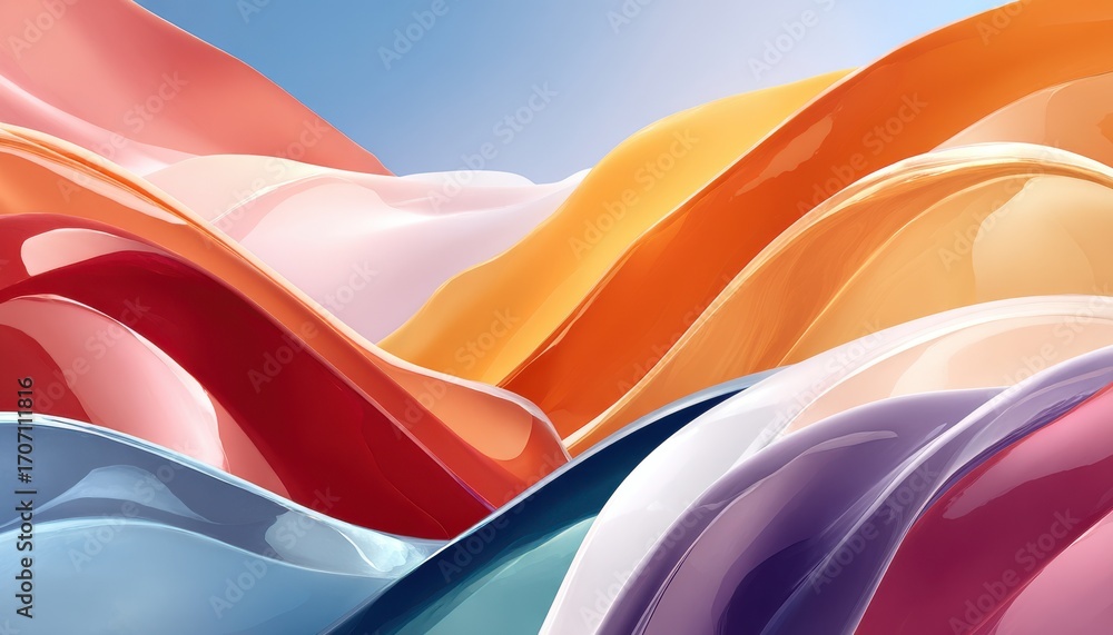 Aufkleber abstract colorful waves in a vivid flowing motion with soft textures