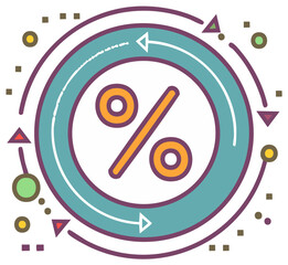 Percentage symbol design with arrows and elements, concept of financial and business growth