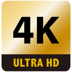 4K URTRA HD ロゴ　アイコン　ゴールド　背景透過