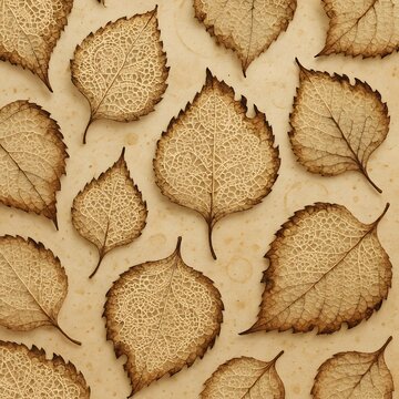Delicate Autumn Lace Leaves on Parchment