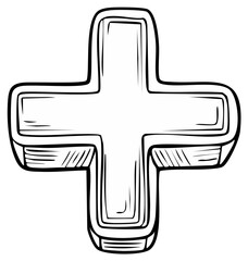 Obraz premium Black and White Hand-Drawn Cross Illustration