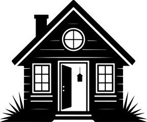 house with an open door vector illustration