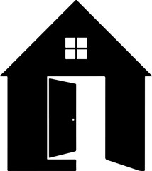 house with an open door vector illustration