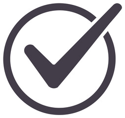 Isolated Dark Checkmark Icon within Circle - Approval, Validation, Agreement Sign