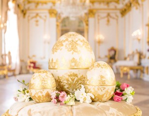 Ornate Easter eggs in a palace
