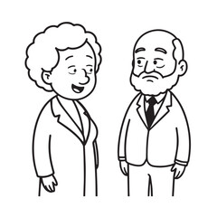 Old people black and white illustration vector image simple minimalist artwork design template
