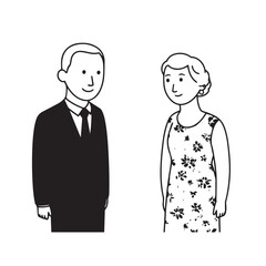 Old people black and white illustration vector image simple minimalist artwork design template
